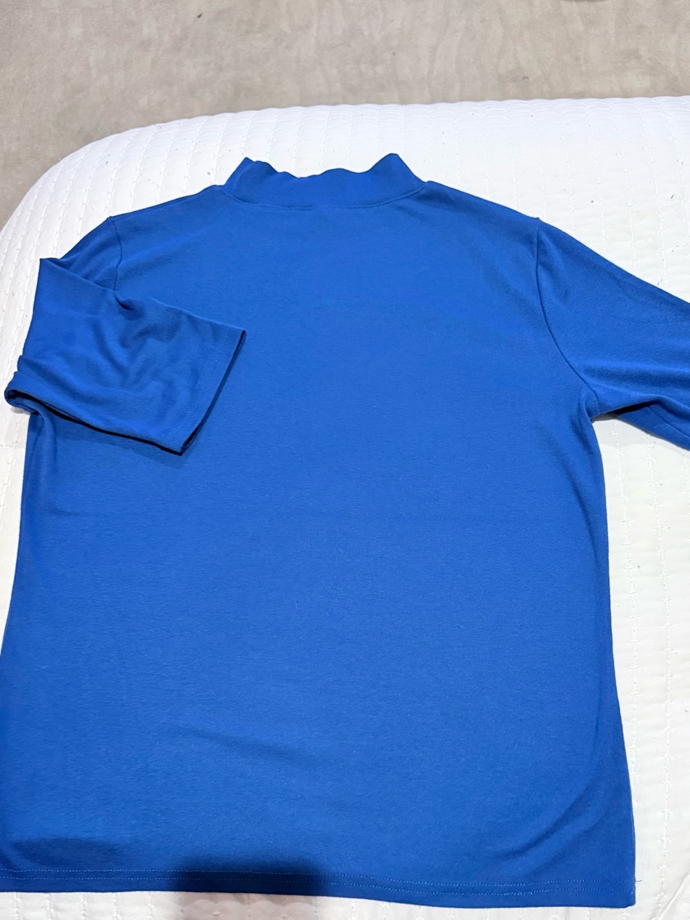 Prinstory Cobalt Blue Short-Sleeve Mock Neck Top - Size Large